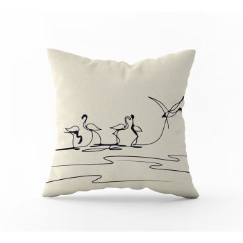 Coussin-Carré-Water-birds-line-art-recto