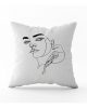 DUO ACCESSORIES Coussin Carre face bird line art recto Coussin Carré Face Bird Line Art