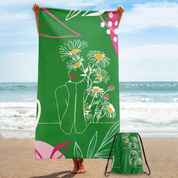 Pack serviette Line art Head of Flowers Green